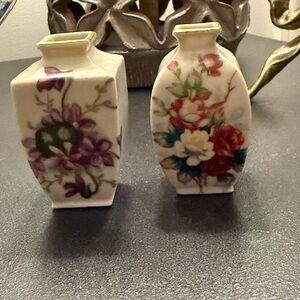 Floral Ceramic Vases - Japanese hand painted